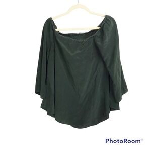 Scanlan Theodore dark green off shoulder flowy blouse size 8